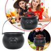 2Pcs Halloween Candy Bucket Large Witch Cauldron Black Plastic Kettle Halloween Pot
