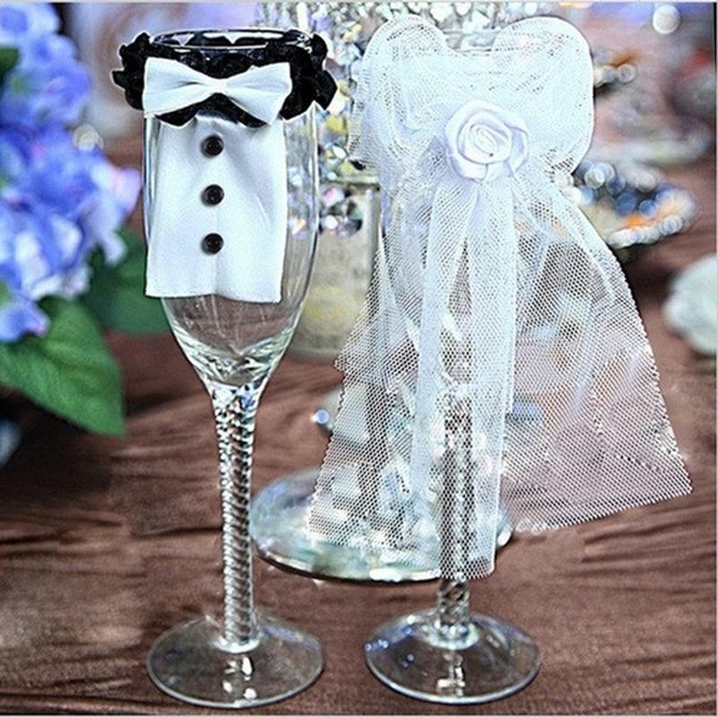 Wine Glass Cup Cover Bride Groom Costume Glass DIY Bride To Be Bridal Shower Bachelorette Party Decor
