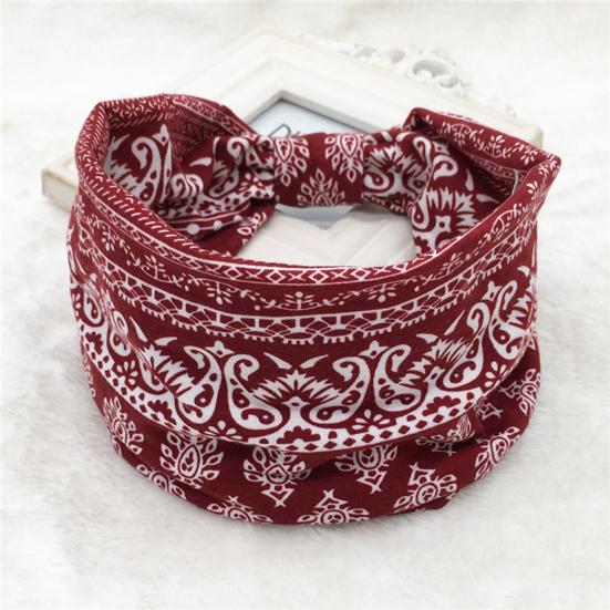 Bohemia Style Yoga Headband Floral Pattern Knot Design Wide Hairband Sweat Absorbing Fitness Sport Headband Head Wrap