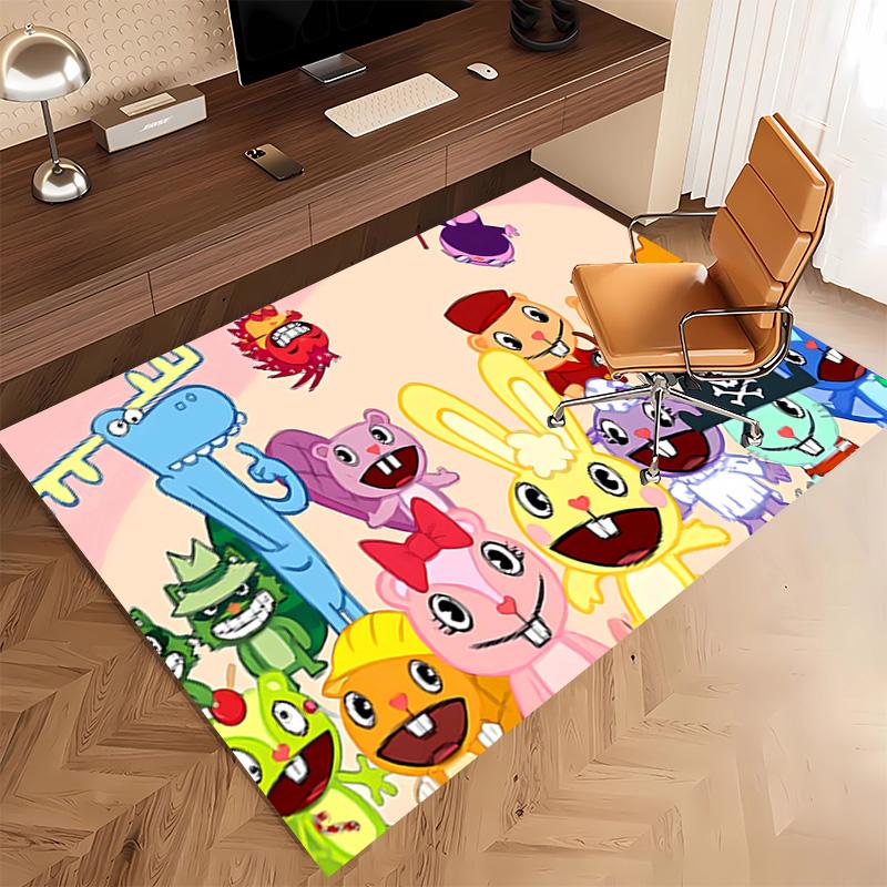 1pc Happy Tree Friends Print Area Rug - Soft, Washable Non-Slip Indoor Mat, Living Room, Home Office Decorative Rug,Office Decorative