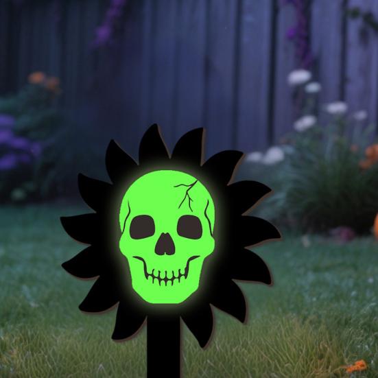 Хэллоуинские садовые колышки Светящийся скелет Декоративные садовые колышки Деревянные украшения на Хэллоуин для вечеринки в помещении на улице, заднего двора, газона, дорожки, крыльца