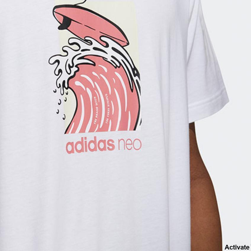 adidas Спортивная футболка с круглым вырезом Neo Surf Print, мужские топы, белая GS2581