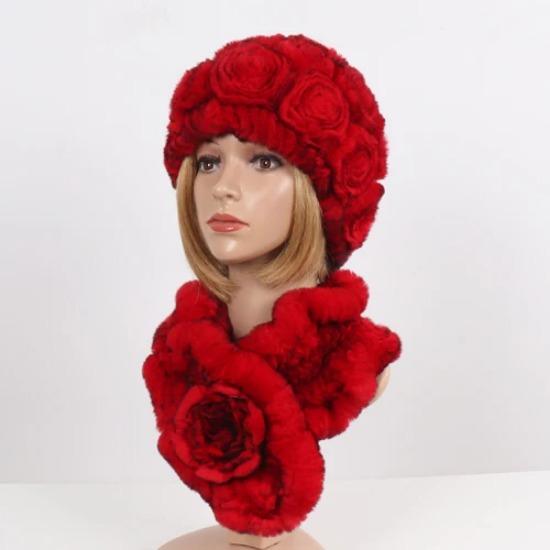 Новые женские зимние наборы шапка и шарф из натурального теплого меха кролика рекс, вязаные шапки и шарфы из натурального меха, муфта