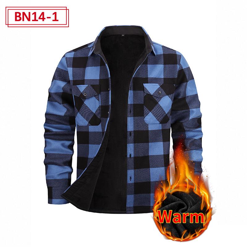 Мужская европейская и американская рубашка Plus Velvet Thick warm с длинным рукавом: Осень зима