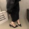 Summer Silver Heels Pointed Toe Women Pumps Fashion Slip On Slingbacks Shoes Ladies Sexy Heel Party Dress Sandalias