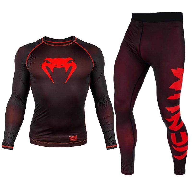 Mens Boxing Training Set Short Sleeve Quick Dry Fitness Gym Wear Martial Arts