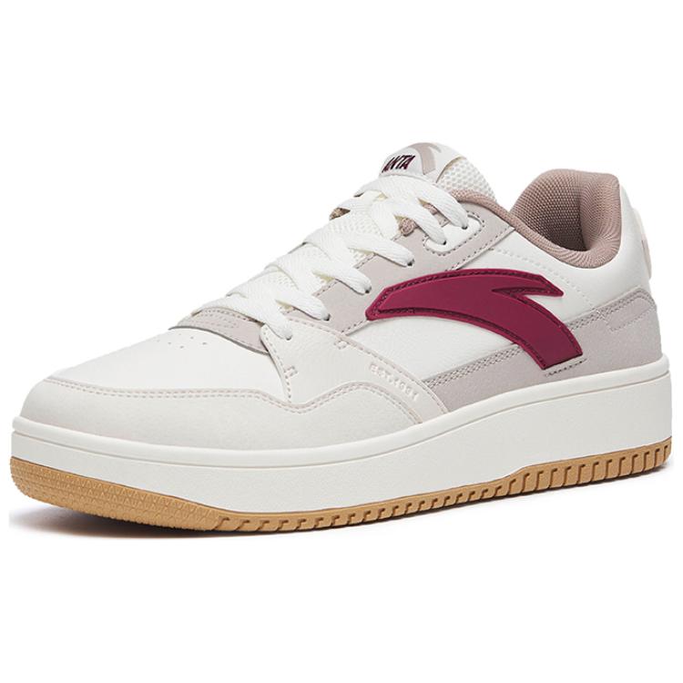 Anta 982 Ретро Мода Нескользящие Прочные Низкие Кеды для Скейтборда Женские Кроссовки Белые Серые 122438063R-1