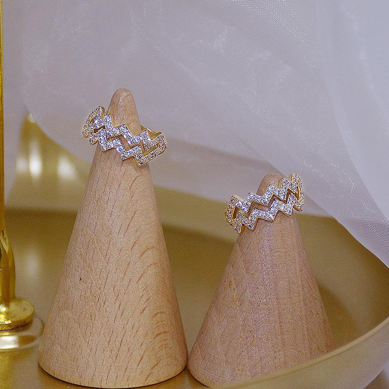 Корейские модные ювелирные изделия, изысканные серьги-клипсы из настоящего золота 14 карат с цирконием, без проколов, женские повседневные универсальные серьги Wave