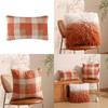 Pillowcase Only Luxurious Plush Gradient Orange Sheepskin Throw Pillow Cover Modern Minimalist