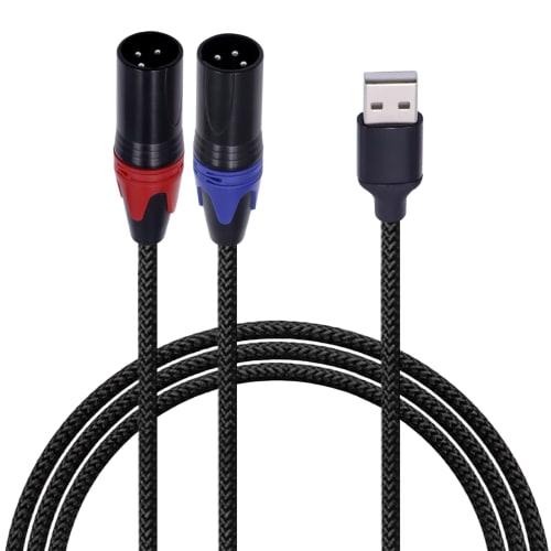 Poyiccot USB To XLR Converter Cable, 1m, USB To 2 XLR Male Cable, Audio Adapter Auxiliary Cable for Mixers, Laptops, and Speakers