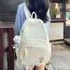 Solid Color Student School Bag Women's Embroidery Backpack Travel Lightweight Backpack