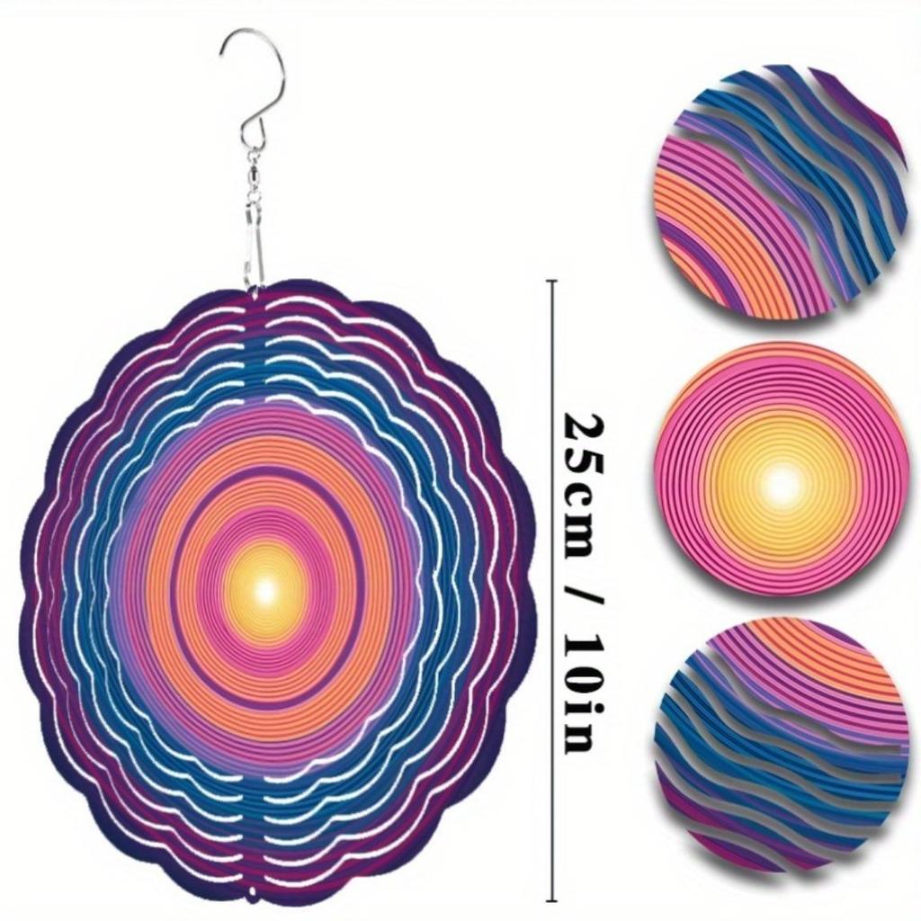 10-дюймовый подвесной ветряной спиннер с круговым дизайном, вращающийся на 360 градусов крючок для декора балкона, лужайки, сада, креативная идея для подарка