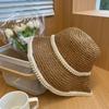 NEW Women's Summer Bucket Folding Straw Hat Panamas UV Protection Sun Visor Pearl Hat Seaside Beach Hat Tide Summer Hats