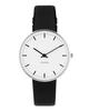 ARNE JACOBSEN CITYHALL 53201-1601 Watch, 34mm, Scandinavian Design, Water Resistant (Quiet Design with No Second Hand), White with Black Leather Strap