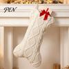 Practical Gift Bags for Christmas Party Dog Stocking, 17 Inch Large Bone Shape Unique Festive Home Decorations Cable Knitted Fireplace Hanging