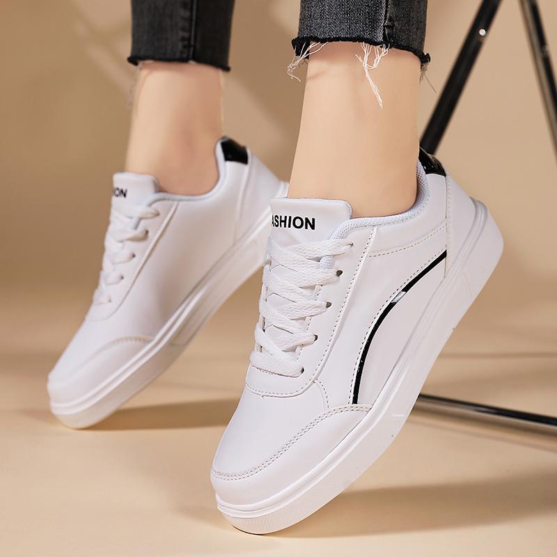 TUINANLE Белая обувь. Женская спортивная обувь из искусственной кожи. Кроссовки для скейтборда на плоской подошве.