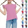 Children's Casual Short Sleeve Pleats Cute Round Neck Solid Color Top