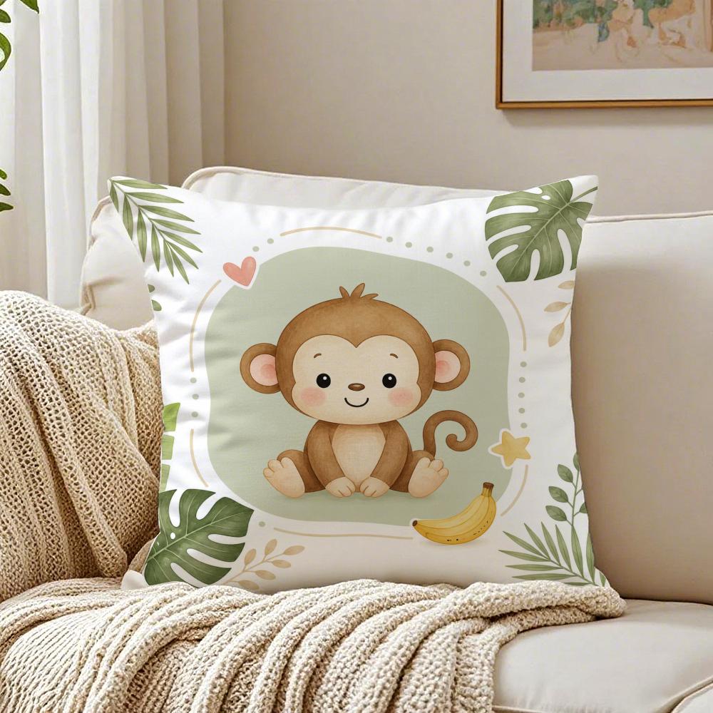 Cute AnimalPrinted Pillow Case Breathable Organic Short Plush Cushion Covers Machine Washable WrinkleResistant Soft Durable