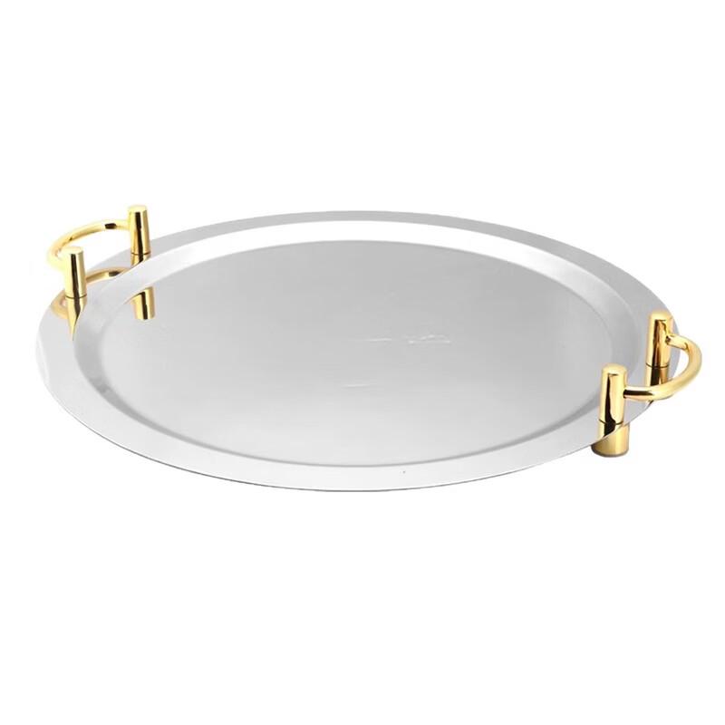 Thickened Stainless Steel Mirror Serving Tray with Handles