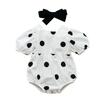 Детский комбинезон с короткими рукавами + повязка на голову с бантом, летний стиль с принтом в горошек