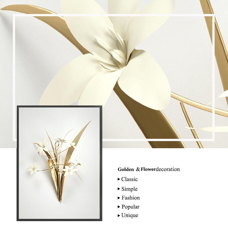 Золотой цветок, абстрактный растительный настенный плакат, скандинавская печать на холсте, картина, современное популярное искусство, украшение, картина, декор для гостиной