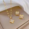 2PCS Clover Necklace Earring Set, the Best Gift for Family and Friends