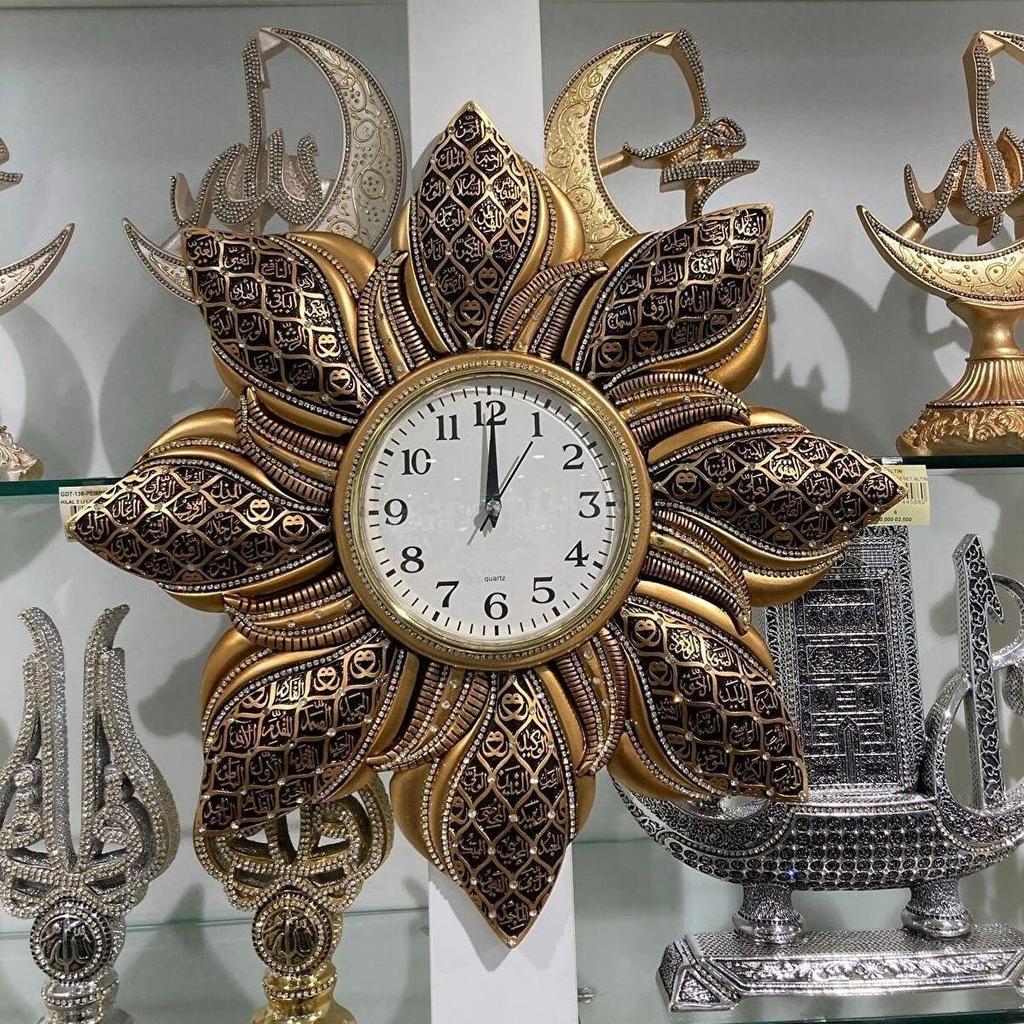 Декоративные Большие Настенные Часы Цветок Жизни Камень Уникальные Настенные Часы Исламское Настенное Искусство Роскошный Специальный Настенный Декор
