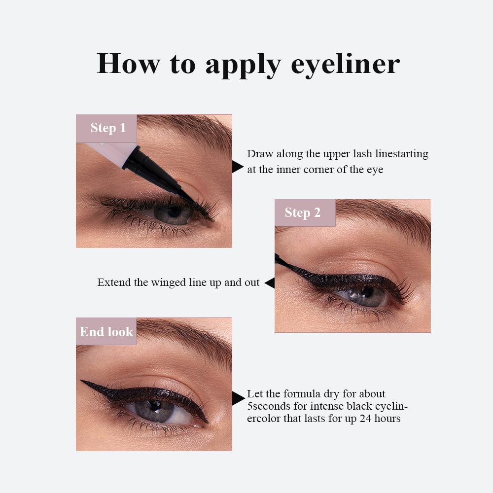 Водостойкая подводка для глаз. Не размазывается, не оставляет следов, цвет длительный. Светло-розовая подводка для глаз. Черный.