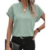 Women's Fashion Casual Summer Solid Color Short Sleeve V-Neck Blouses & Shirts
