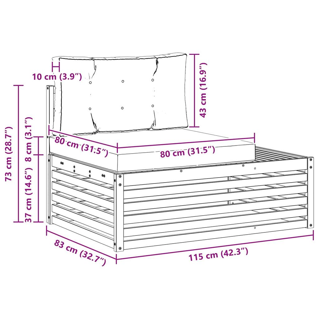 Outdoor Sofa Set Natural and Anthracite 203.5 x 83 x 73 cm