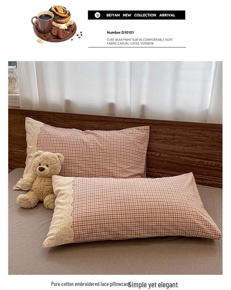 Французский стираный хлопковый комплект постельного белья Класса А, 2026 Студенческий Простой Muji Дом, 4 предмета