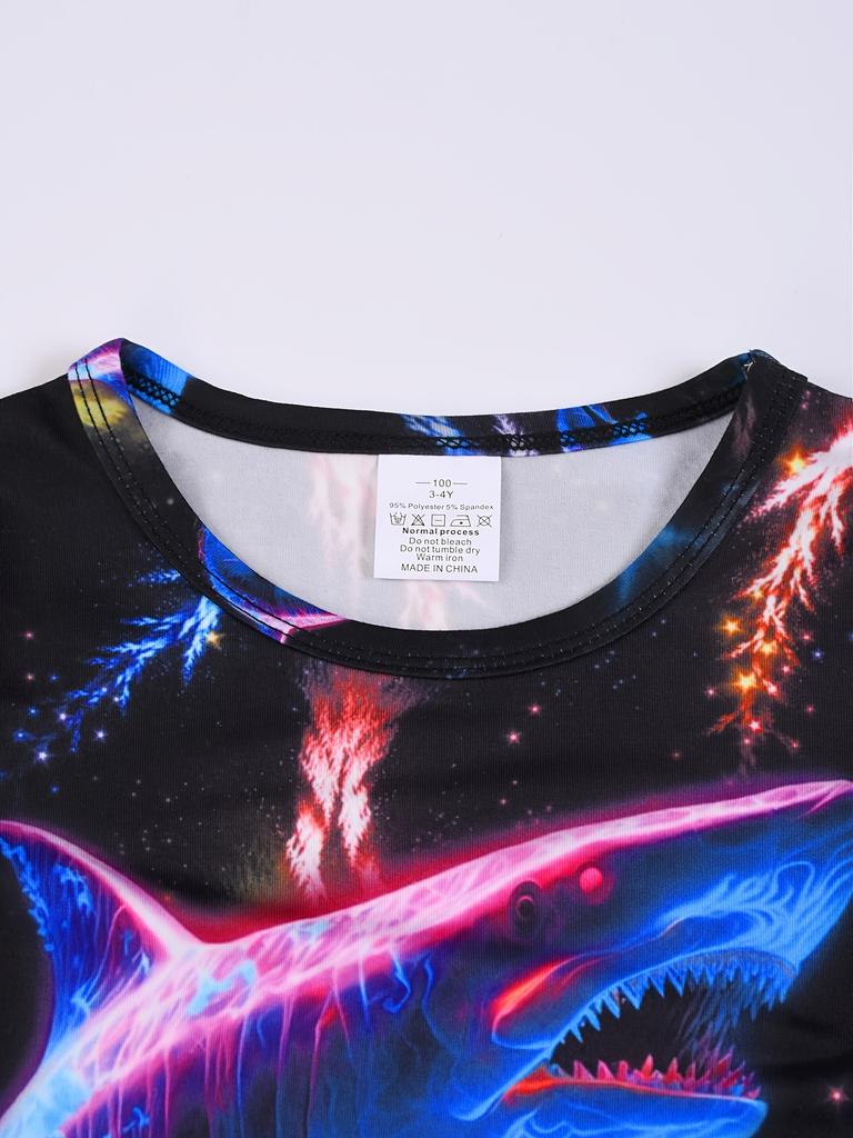 Детская и подростковая акула 3D принт повседневная одежда модные футболки с коротким рукавом