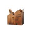 2PCS Cartoon House Shape Pen Container Wooden Makeup Brush Storage Box Stationery Rack  Gift
