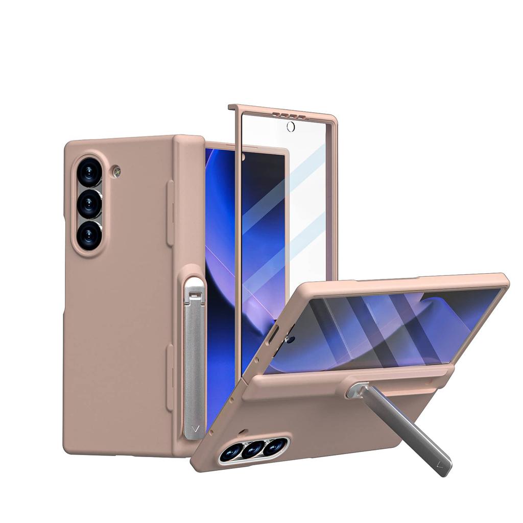 Чехол для Samsung Galaxy Z Fold 6, Встроенная защита экрана, Защита шарнира, Подставка, Защитный чехол на все тело