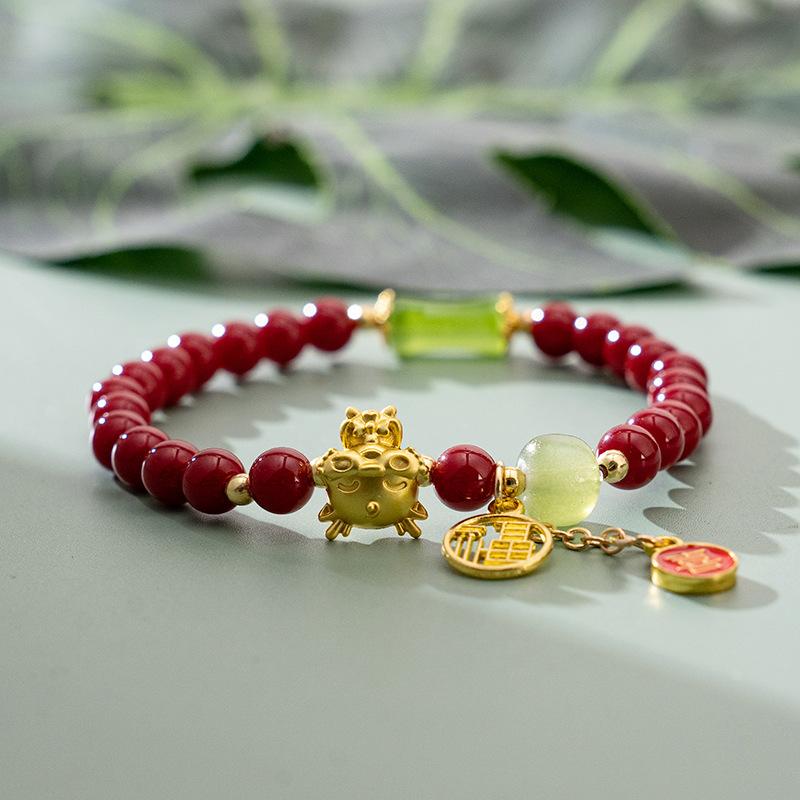 2024 китайский стиль Дракон Год браслет удачи Натальный год красные бусины браслет на руку пара студентов подарок на Рождество и Новый год