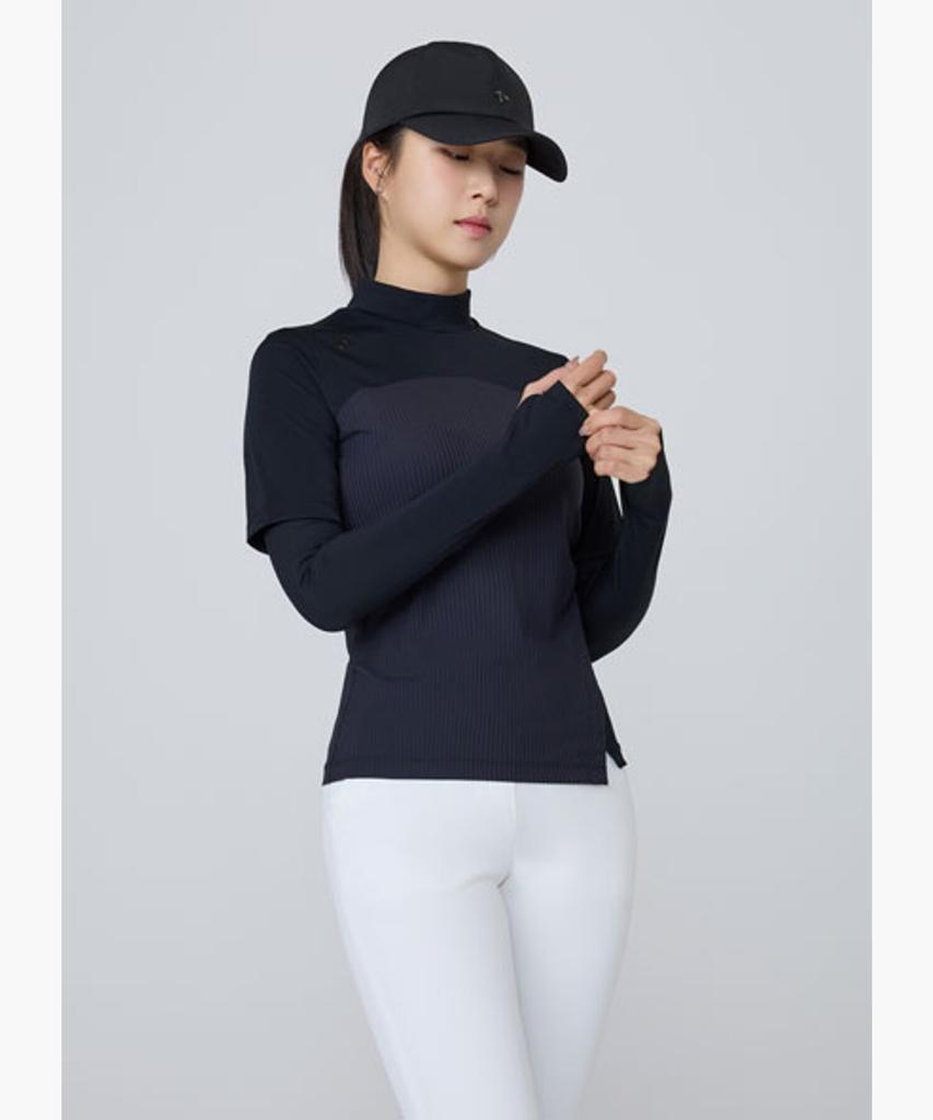 DESCENTE GOLF Women'S Mock Neck Ribbed Arm Sleeve T-Shirt Dr12Wftl33