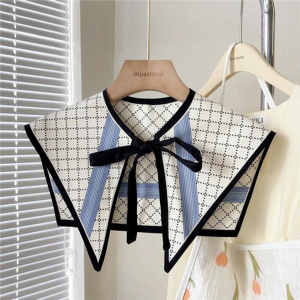 Shawl Fake Collars for Women Detachable Lapel Shirt Bowknots Scarf Girls Summer Dress False Collar Neckwear Cape Corbatas