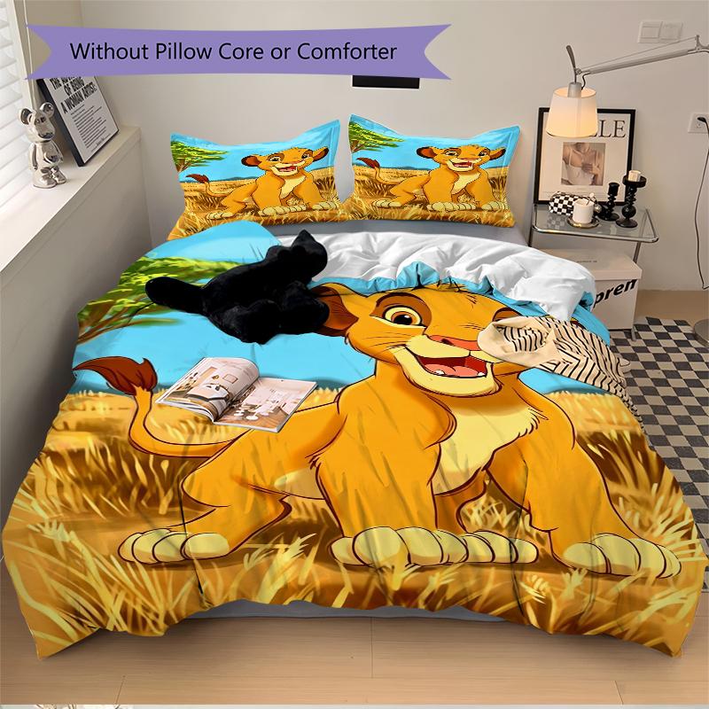 3Pcs Lion Cub Grassland Bedding Set Quilt Cover Pillowcase Home Christmas Xmas Halloween Gift 1 Duvet Cover 2 Pillowcase M9243