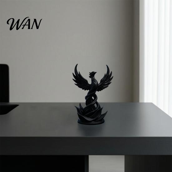 Asian-inspired Decor Piece Phoenix Rising Sculpture, 3D Printed Bird Figurine, Mythical Creature Desk Ornament Decoration with Wings for Desk,