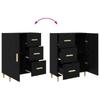 Sideboard Black Oak Effect 34 x 69.5 x 90 cm Engineered Wood
