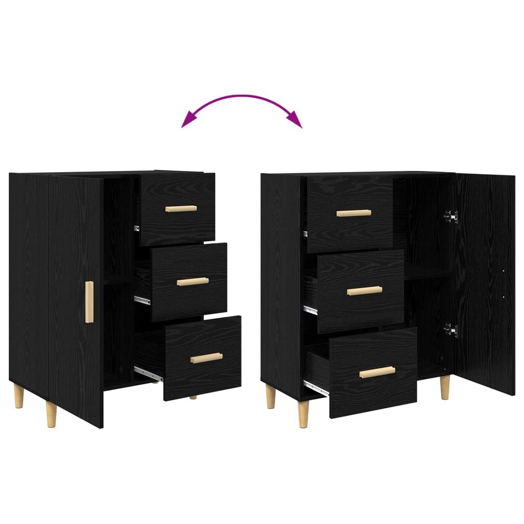 Sideboard Black Oak Effect 34 x 69.5 x 90 cm Engineered Wood