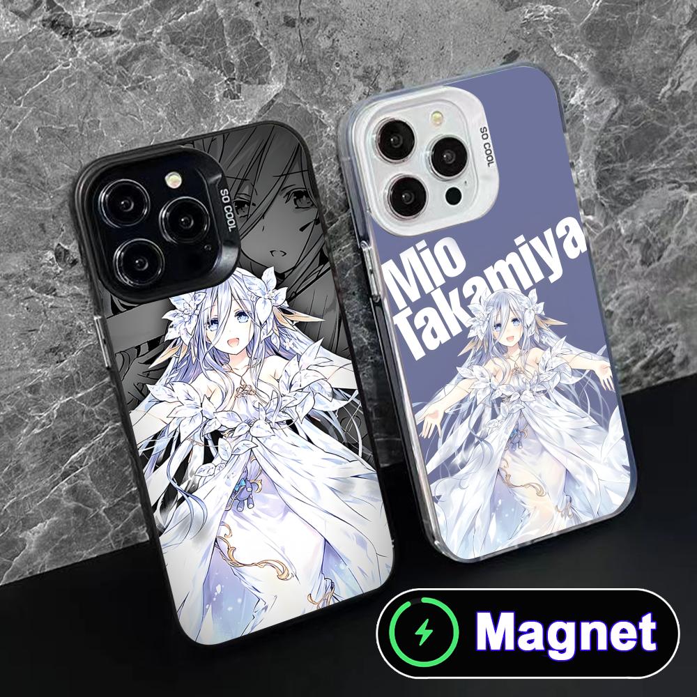 Date a Live Mio Takamiya Translucent MagSafe Mobile Phone Case for iPhone 17 16 15 14 13 12 11 Air Pro Max Plus Colorful Cover