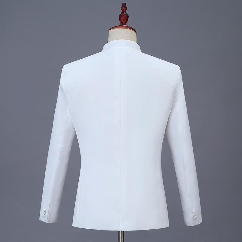 New Men's Gold Embroidered Zhongshan Suit - Stand Collar Performance & Wedding Outfit