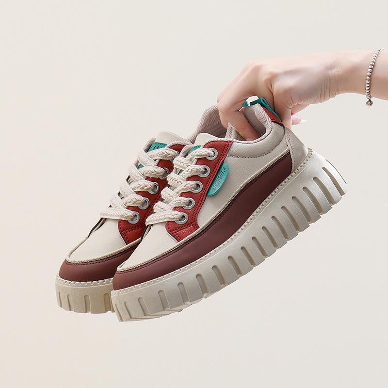 2025 весна маленькие белые туфли новая корейская версия ins женские студенческие туфли для увеличения роста на платформе спортивные туфли для доски повседневная обувь женская WS801
