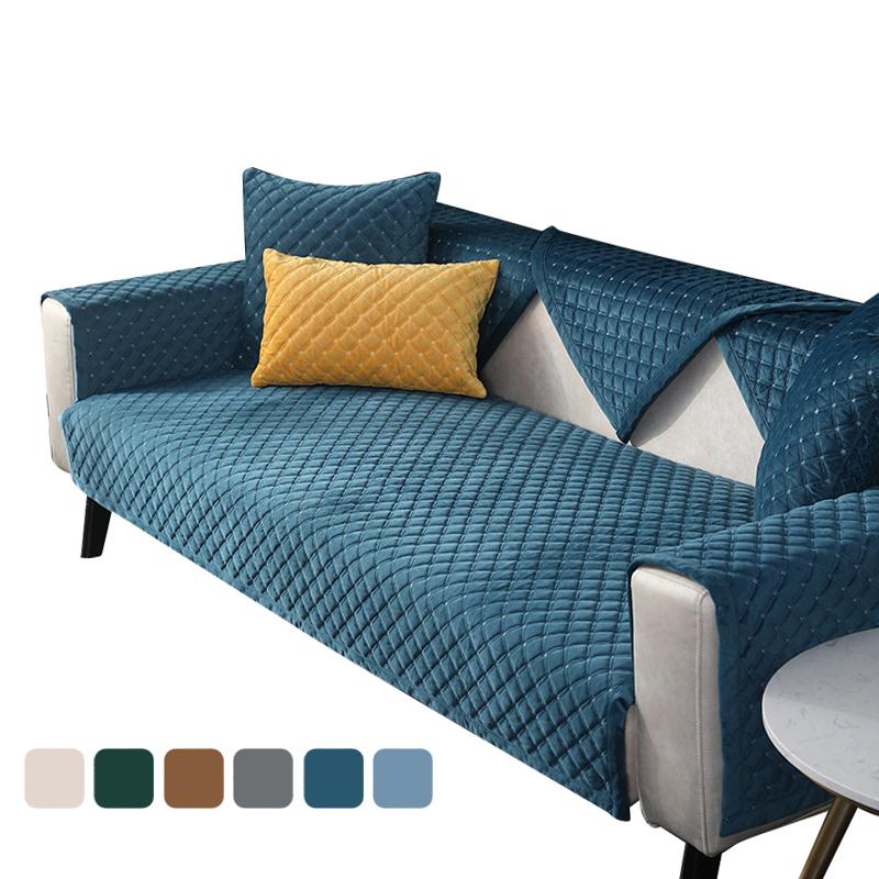 Plush Sofa Cover Non-slip Covers For Sofas 1/2/3 Seater Chaise L Shape Couch Slipcovers Solid Color Sofa Covers For Living Room