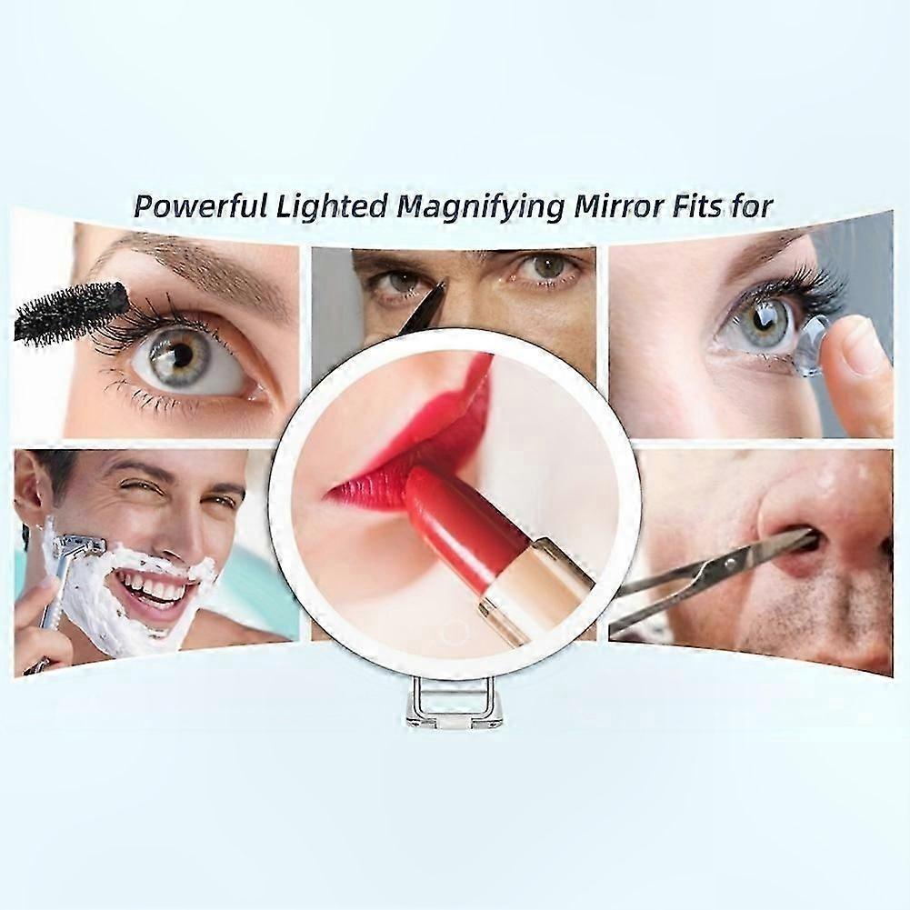 Lighted Magnifying Mirror with 30x Zoom Portable Makeup Mirror with LED Lights Foldable Design for Travel Use