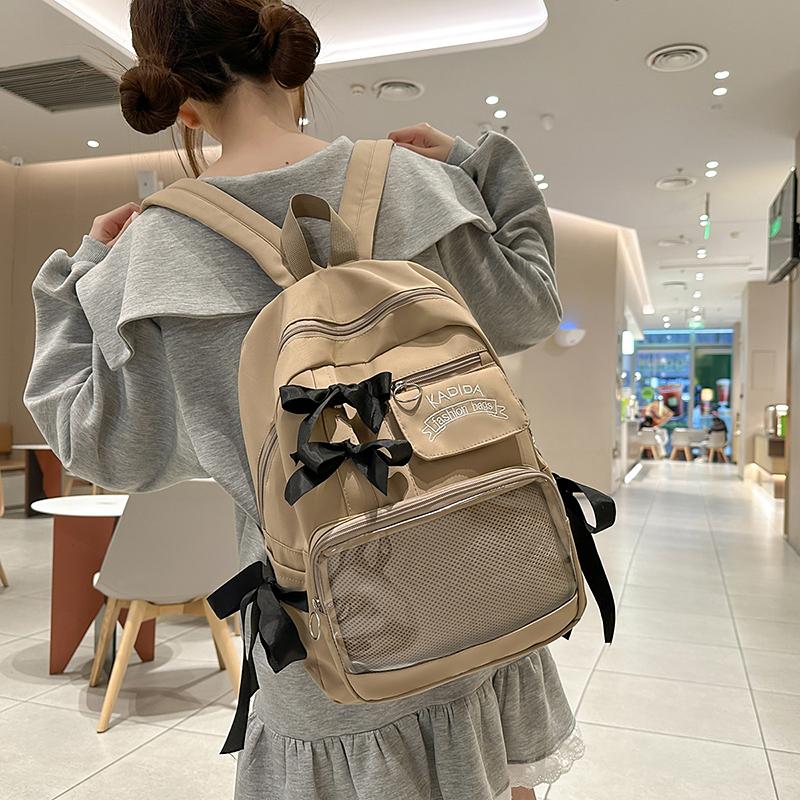 Bow Student School Bag Women's College Style Backpack Large Capacity Backpack