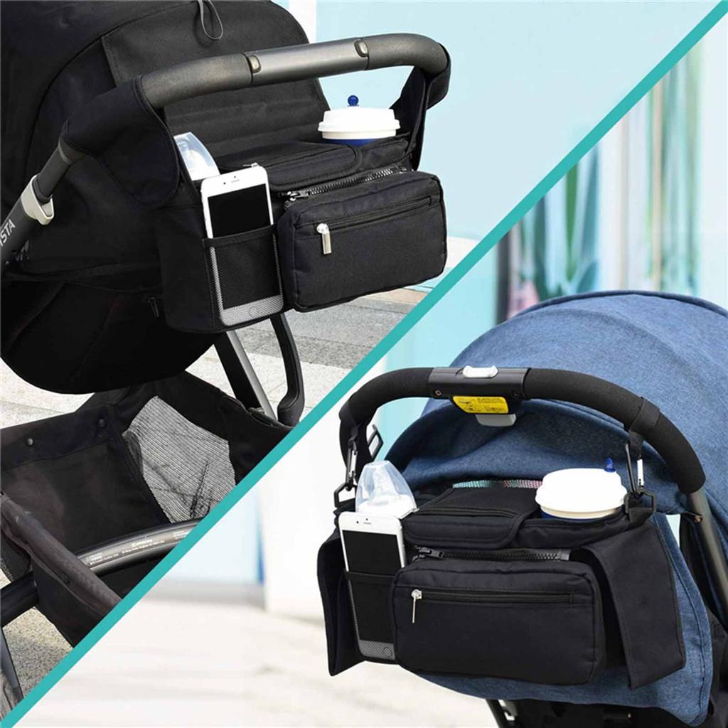 Universal Stroller Organizer with Waterproof Insulated Cup Holder for Stroller like Uppababy Baby Jogger