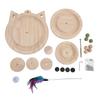 Cat Turntable Ball Toy Pine Wood Multi Level Reduce Boredom Interactive Roller Toy for Cat