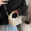 Luxury Pearl Beading Woven Handmade Hobo Bag Fashion Women Handbag Evening Bag Wedding Party Shoulder Crossbody Bag